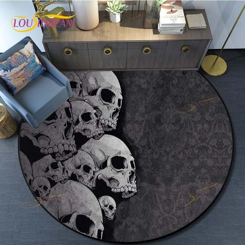 Череп 3D принт водостойкий и нескользящий круг милый напольный ковер круглые коврики гостиная детский стул палатка игровые ковры