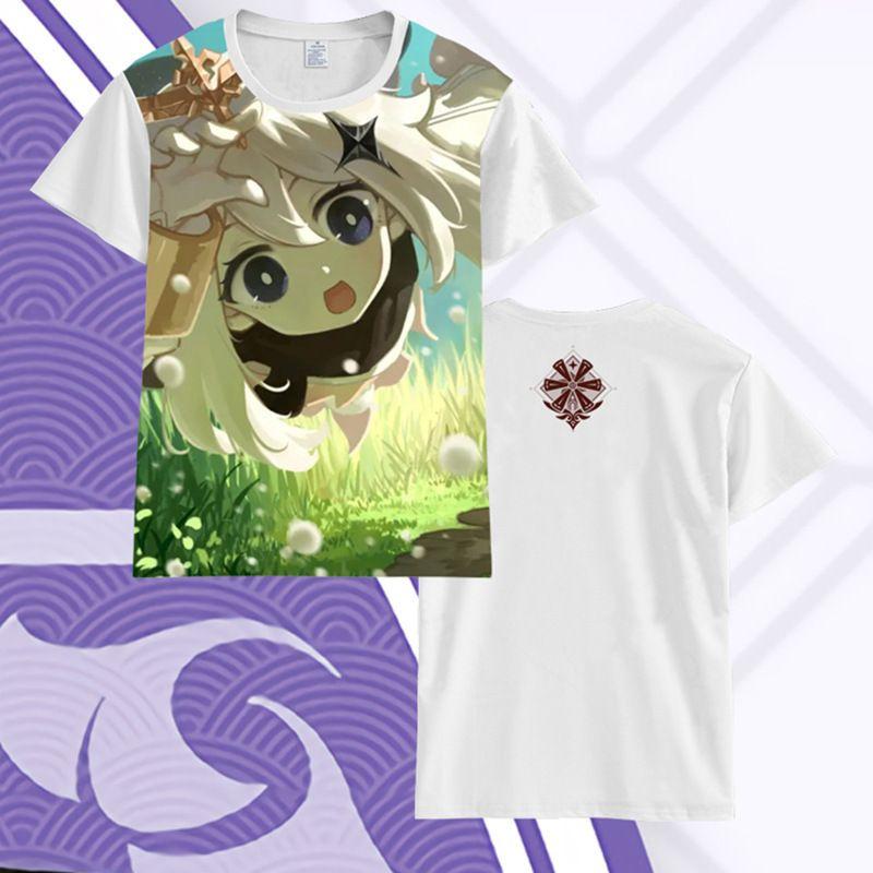 Новая красивая короткая футболка с изображением игры Genshin Impact, 3D цифровая печать, популярная