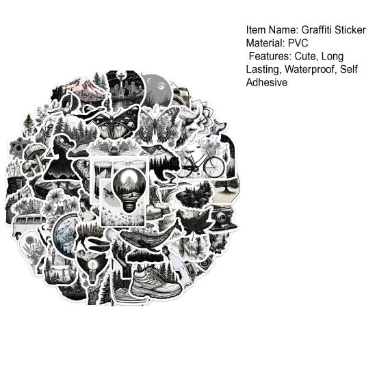 50 шт. наклейки в стиле граффити, самоклеящиеся, сильная липкость, водонепроницаемые, легко очищающиеся, для ноутбука, бутылки с водой, наклейки для гитары, скейтборда