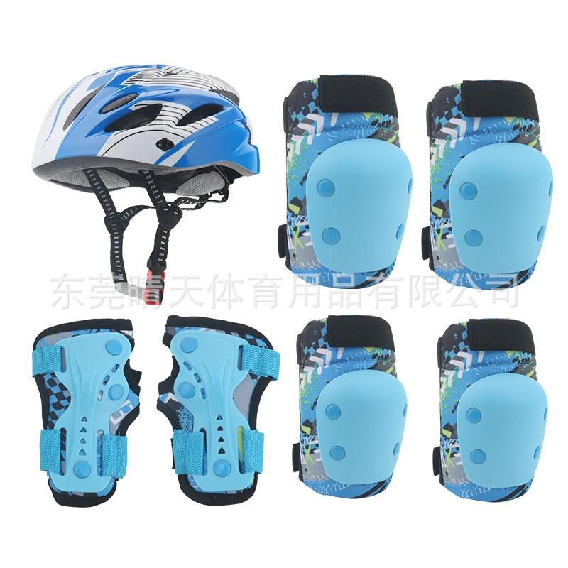 Kids Skateboarding Roller Skating Safety Gear Set With Helmet Knee Elbow Wrist Guards Boys Girls