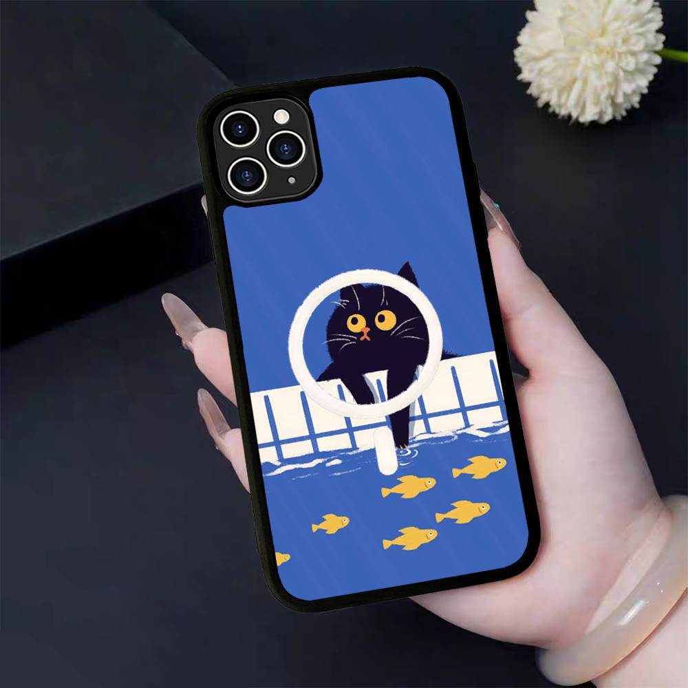 A Cute Comic Cat For Magsafe Magnetic Phone Case For IPhone 17 16 Pro Max 15 Plus 14 13 12 11 Cover