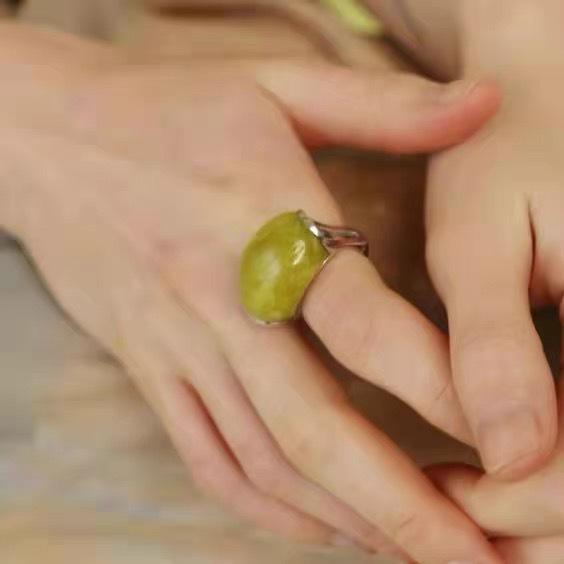 Корейское кольцо из нефрита с зеленым виноградом: Модное женское медное кольцо с покрытием из белого золота