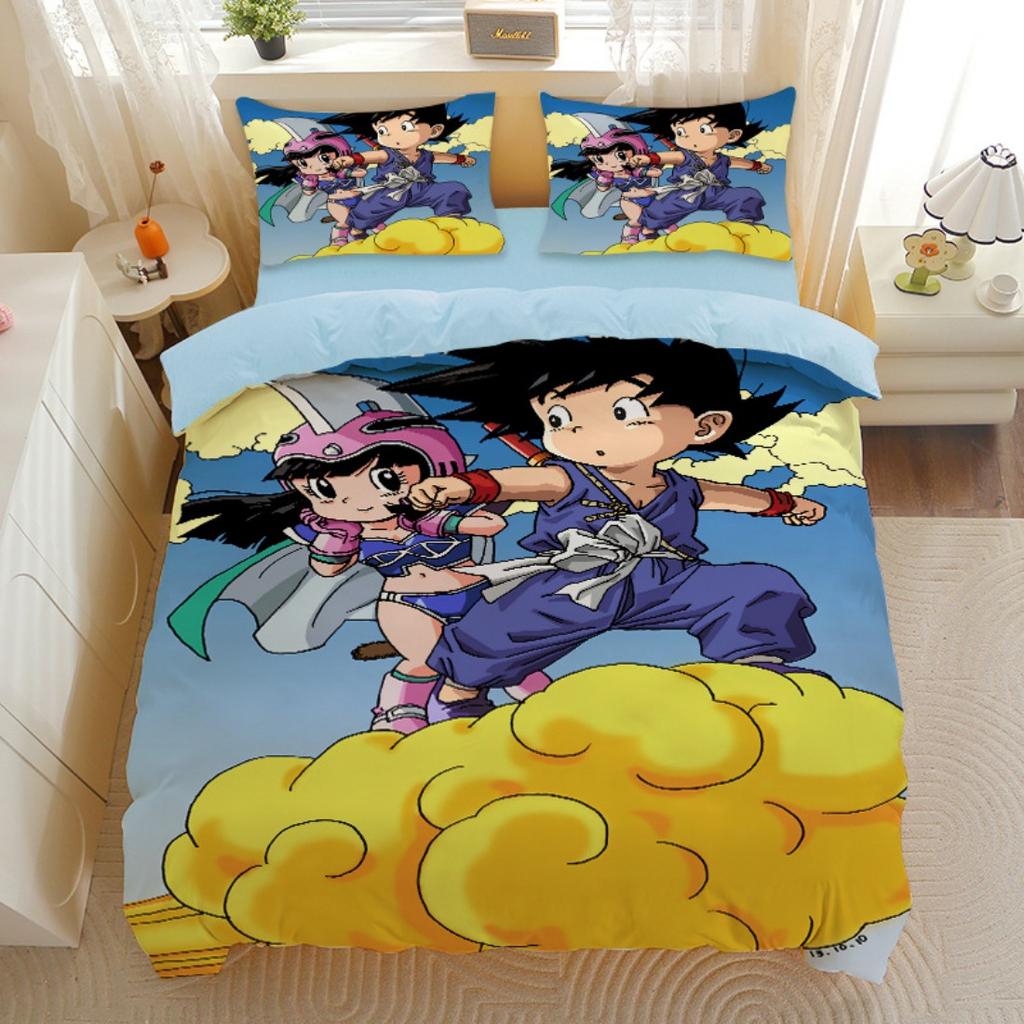 Japanese Anime Dragon Ball Bedding Set Goku Super Saiyan Duvet Cover Pillowcase 2/3pcs 3D Prints for Teens Quilt Cover