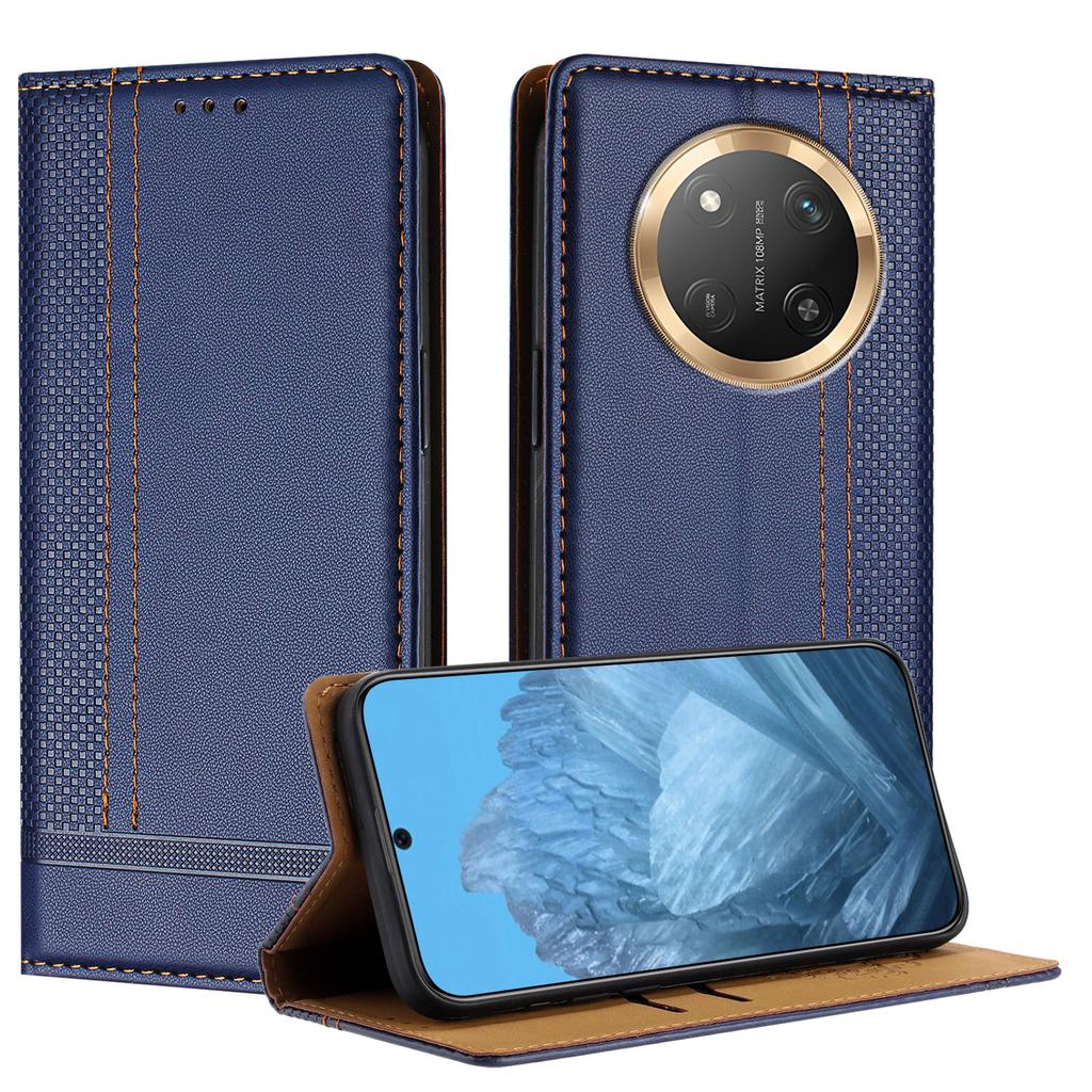 Чехол для Honor X9c 5G Кожаный чехол-подставка с L-образным сетчатым узором и слотами для карт