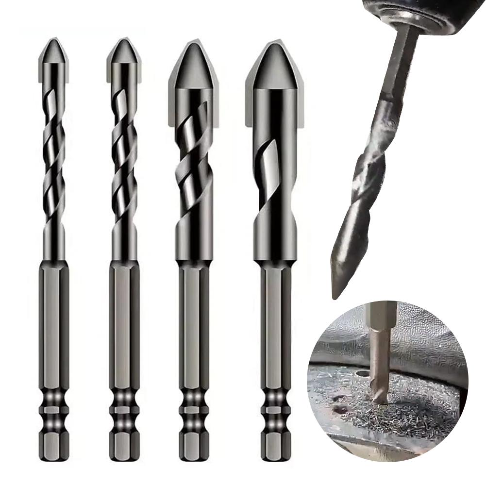 3/4 Pcs High-Strength Eccentric Twist Drill Bit 6mm/8mm/10mm/12mm Drill Bits Sets Tungsten Steel for Wood Glass Tile Plastic