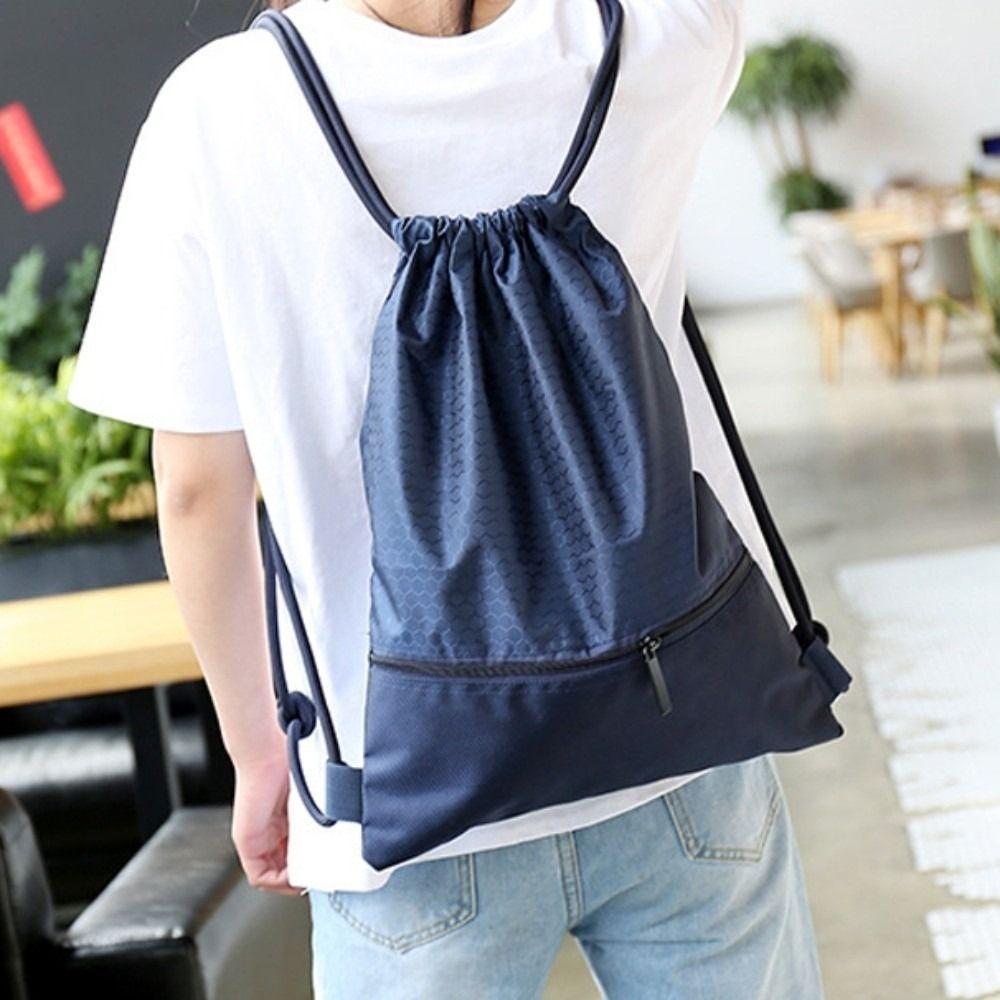 Waterproof Fitness Drawstring Bag Solid Color Drawstring Pocket Casual Drawstring Backpack Gym