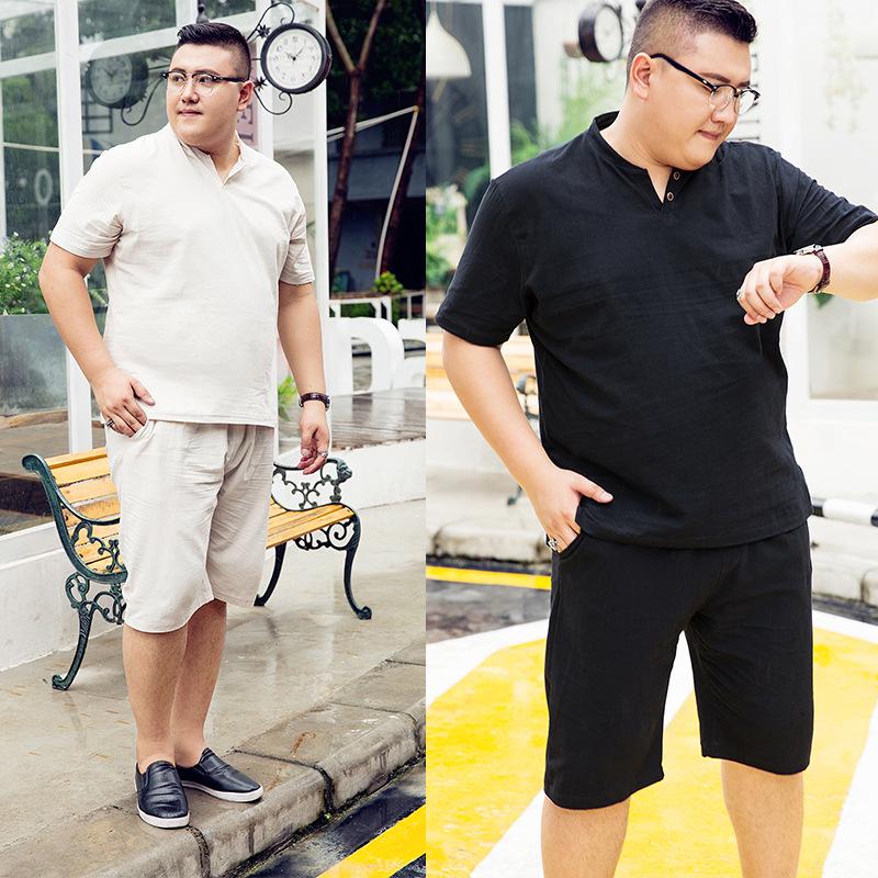 Летний Костюм Мужской Полный Супер Большой Костюм Двухсекционный Плюс Удобрение Для Спортивной Одежды