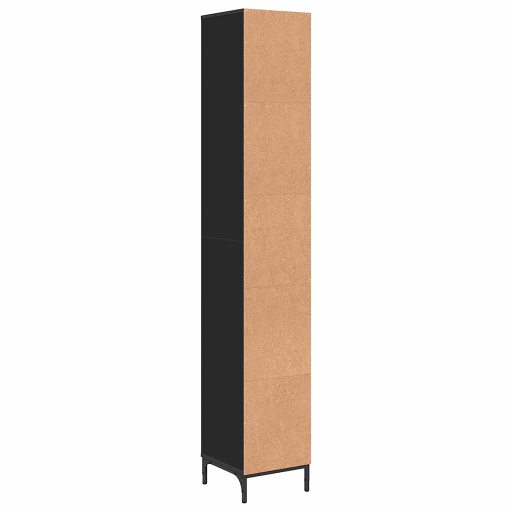 Black Bathroom Cabinet with Drawers 31.5 x 33 x 190 cm
