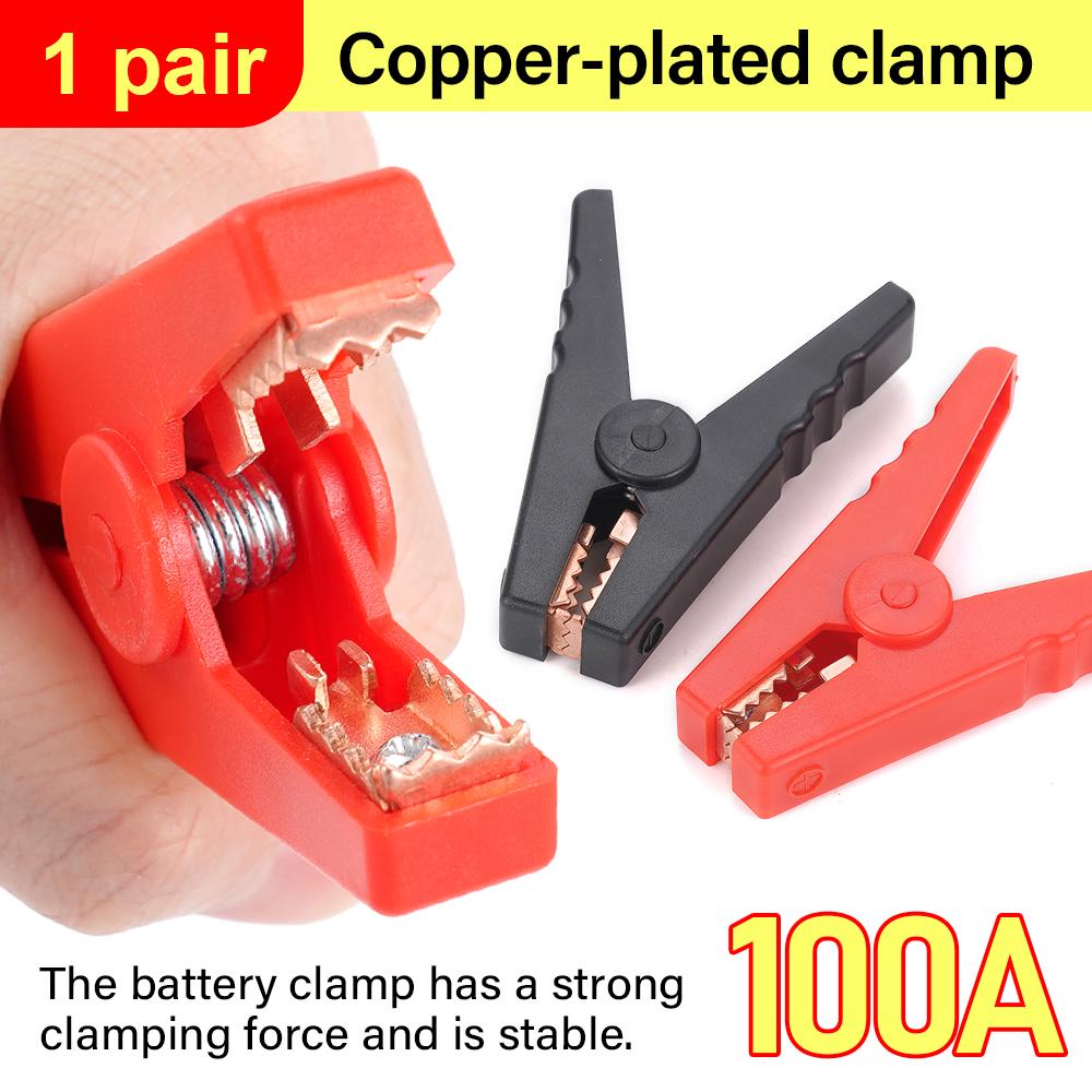2Pcs 100A Heavy Duty Copper Alligator Clips Terminal Electrical Battery Crocodile Clamp Test Connector for Jumper Cables