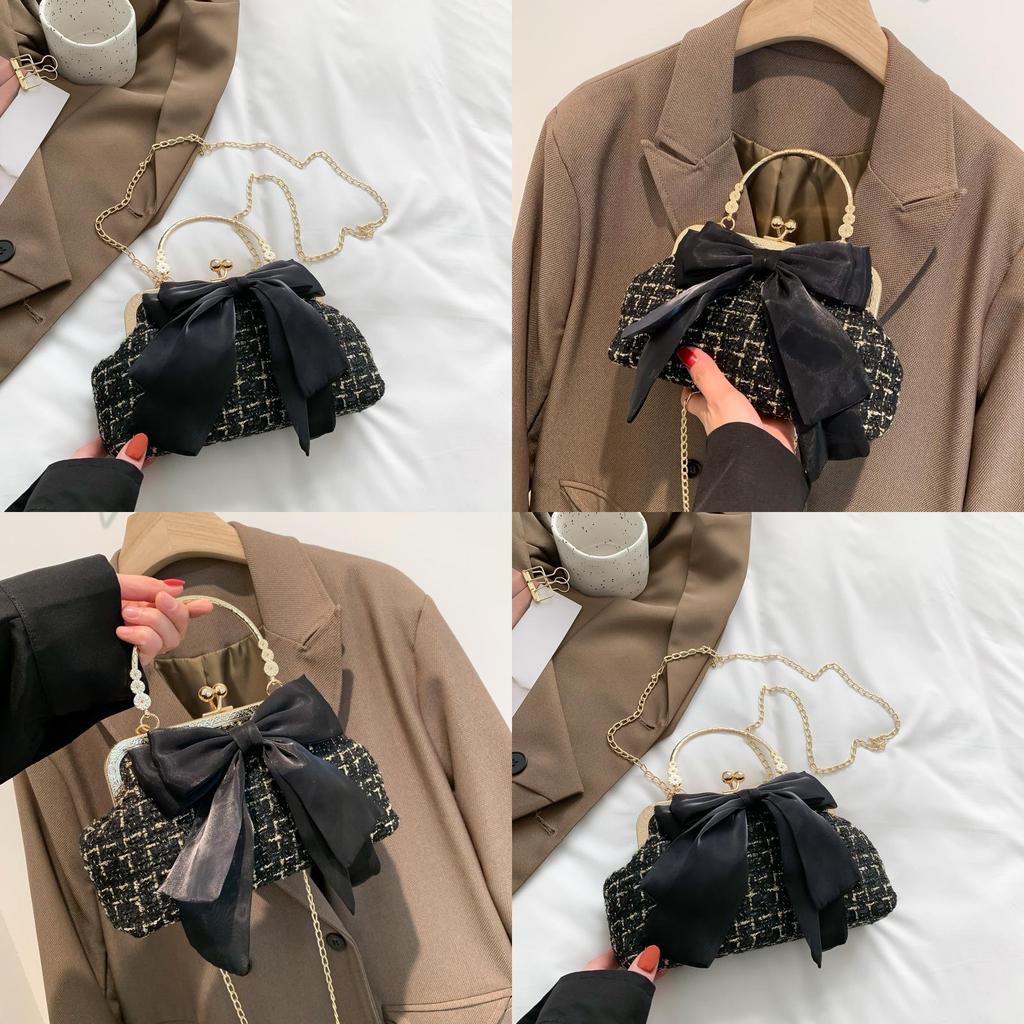 French Chic Fashion Shell Bag With Chain And Bow For Daily Use