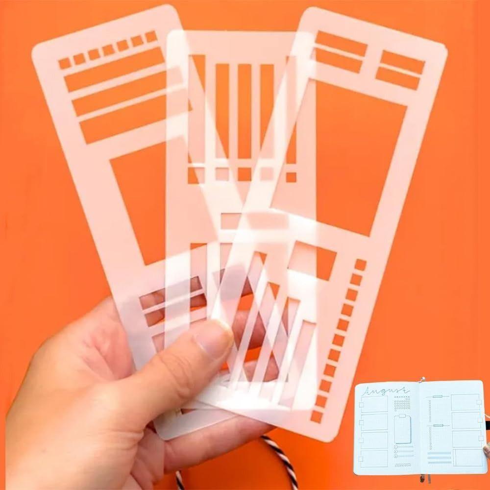 Набор из 3 шт. Ручной набор шаблонов для планирования журнала, многоразовые гибкие трафареты для журнала