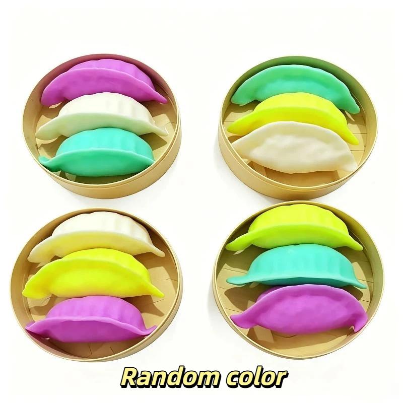 3Pcs Glitter Transparent Dumpling Fidget Toys With Steamer Portable Stress Relief Toy for Kids Adult Office Home