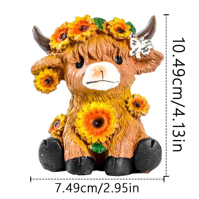§Pastoral Style Highland Cow Resin Flower Pot Multifunctional Creative Ornament Valentine's Day Gift Home Desktop Decor