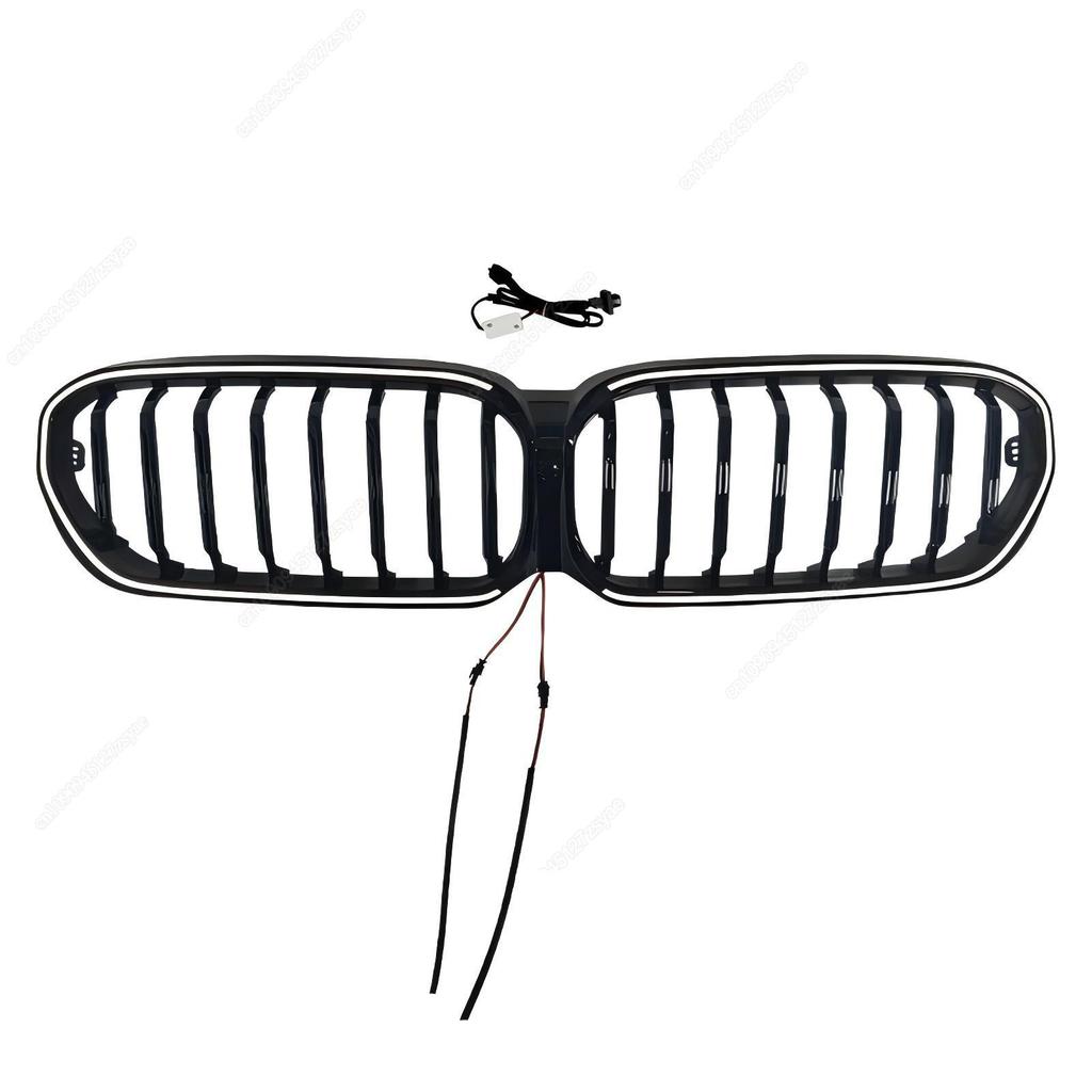 LED White Light Gloss Black Car Front Bumper Kidney Grill Grilles For BMW 5 Series G30 G31 F90(M5) LCI 2020-2023 ABS Car Styling