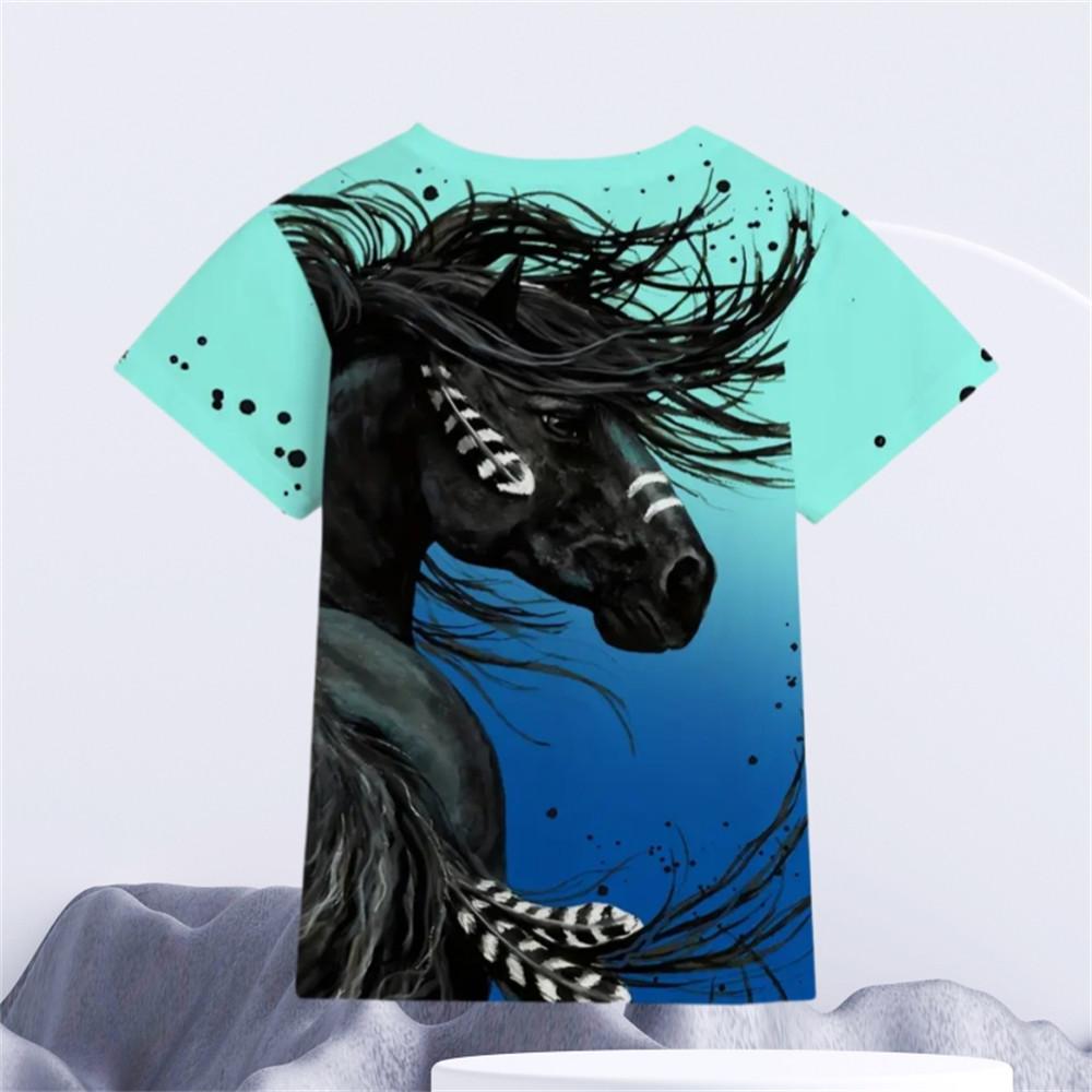 Детская одежда для мальчиков и девочек Футболка с принтом 3D Cat и короткими рукавами, топ с круглым вырезом