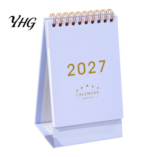 Simple Table Calendar 2027 Desk Calendar, Standing Flip Desktop Minimalist Gold Foil Cover Academic Year Monthly Planner, Thick Paper for Note Taking,