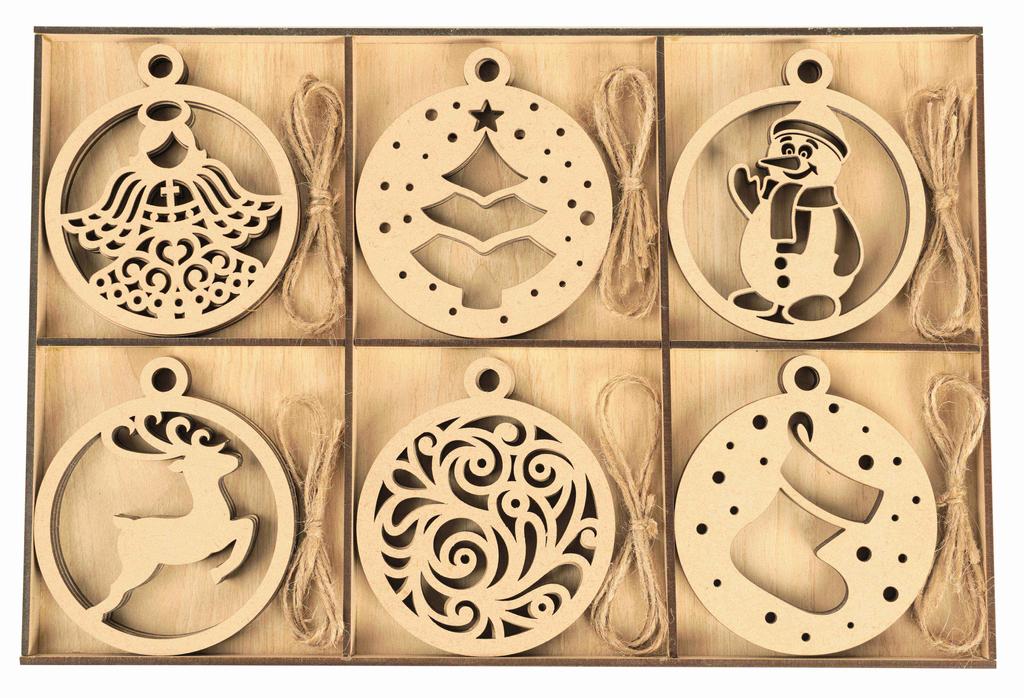 Inkdotpot 18 шт. Рождественские украшения, незаконченные деревянные лазерные вырезы в форме дерева/колокольчика, подвесное украшение