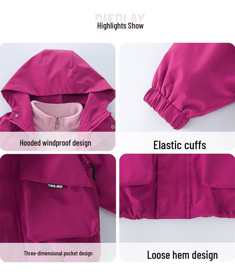 2025 Девичья ветрозащитная куртка: Стильное демисезонное пальто-штормовка 2-в-1 со съемной частью