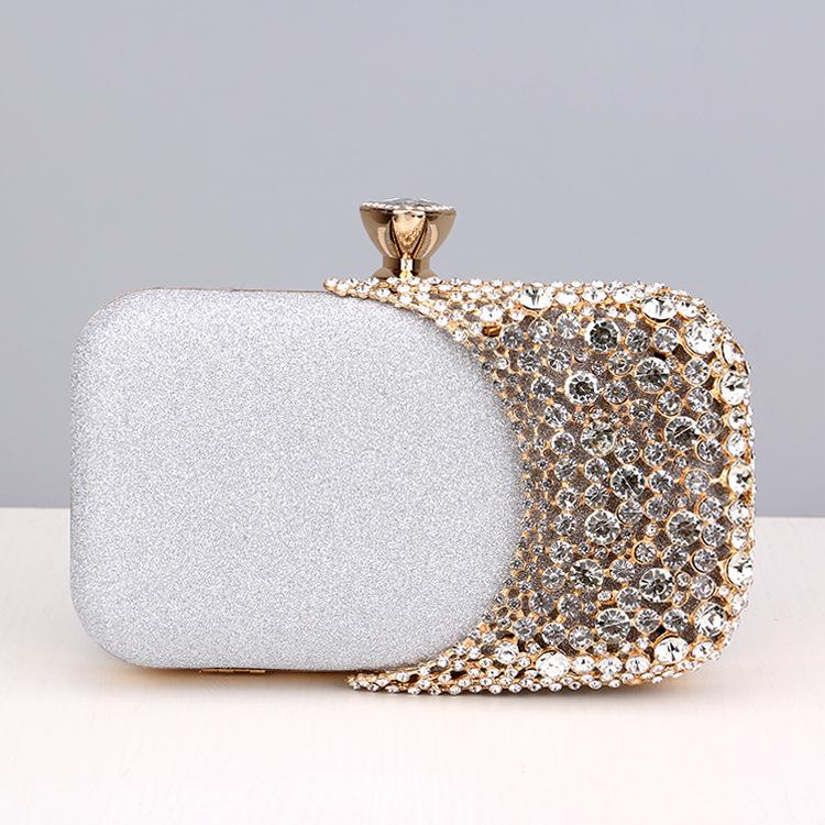 Diamonds Evening Clutch Bag for Women Wedding Shoulder Bag Small Party Handbag with Metal Handle CLE