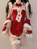 Рождественское сексуальное нижнее белье Горячее платье Косплей Костюмы Санты Красно-белая короткая юбка Веселая одежда Элегантный наряд для ролевых игр Предмет одежды