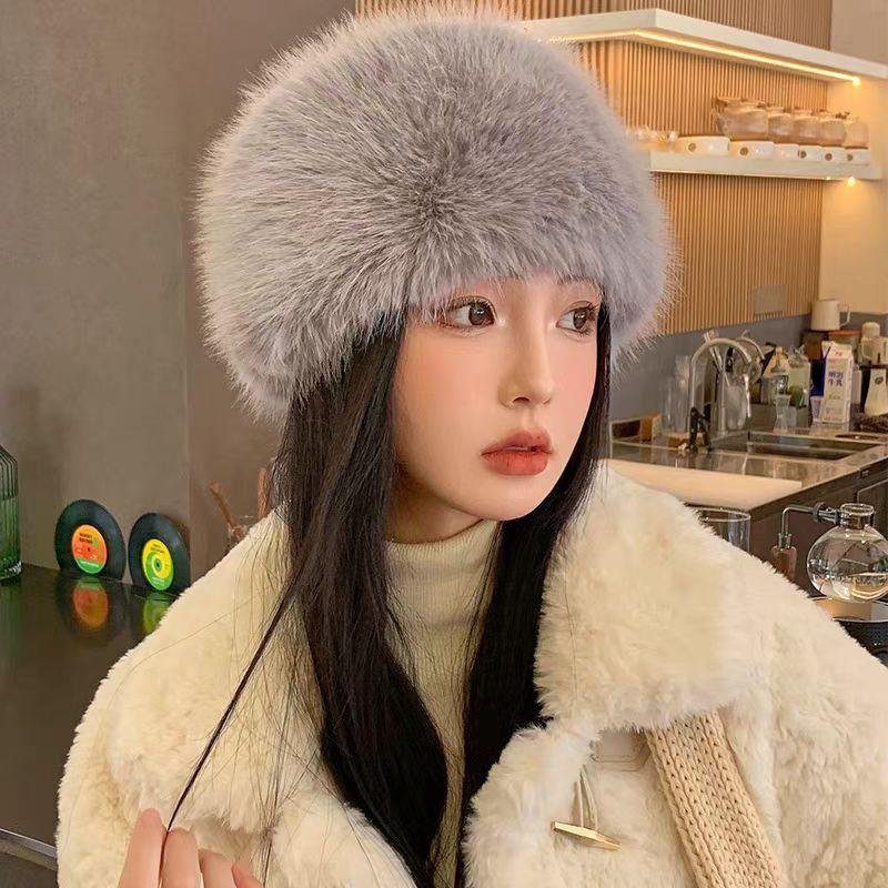 Imitation Fox Hat Autumn and Winter Versatile Mongolian Hat Thickened Warm High-end Ear Hat Fashionable Women's Hat