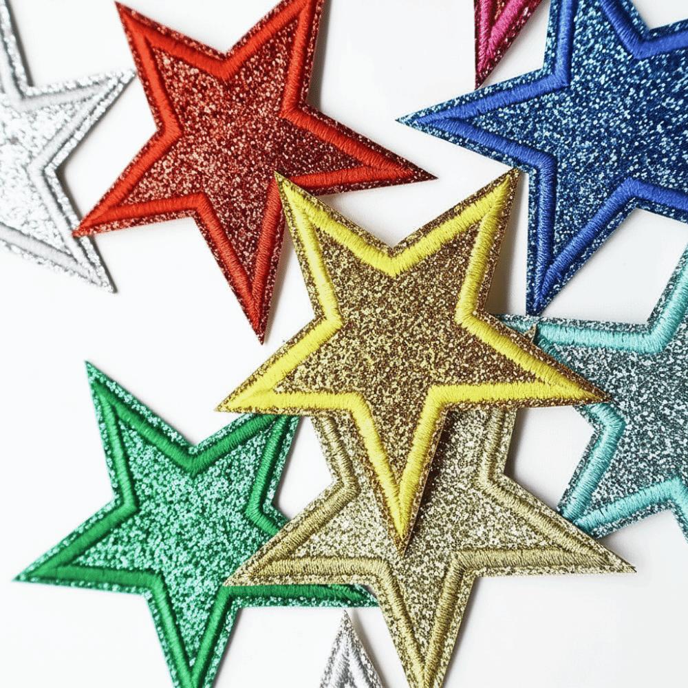 14/17 Pcs Sparkle Iron On Patches Colorful DIY Glitter Patch Creative Embroidery Patch  DIY Craft