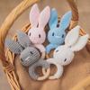 1Pc Customized Baby Teether Wooden Bracelet Crochet Rattle Toys BPA Free Crochet Lemon Bunny Rodent Rattle Newborn Toys Gift