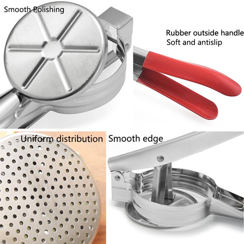 Пресс для картофеля из нержавеющей стали, толкушка, ручной кухонный гаджет для приготовления пюре, тертых овощей и отжима свежего сока