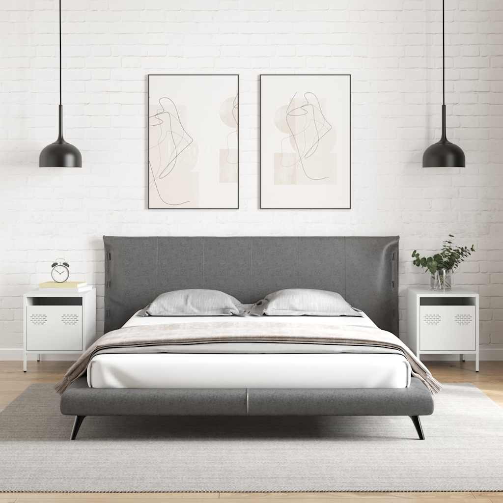 Vidaxl Szafki Nocne, 2 Szt., Białe, 35X39X43,5 Cm, Stal