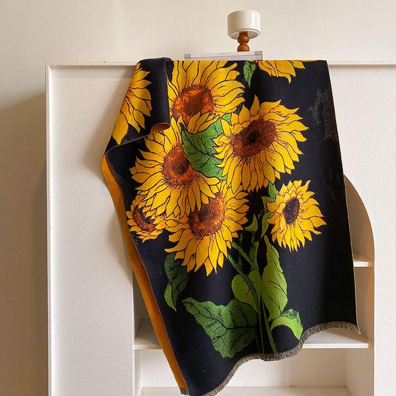 Французский зимний замок, картина маслом, серия, женский длинный шарф, подарочная шаль, литературное модное украшение, теплый шарф