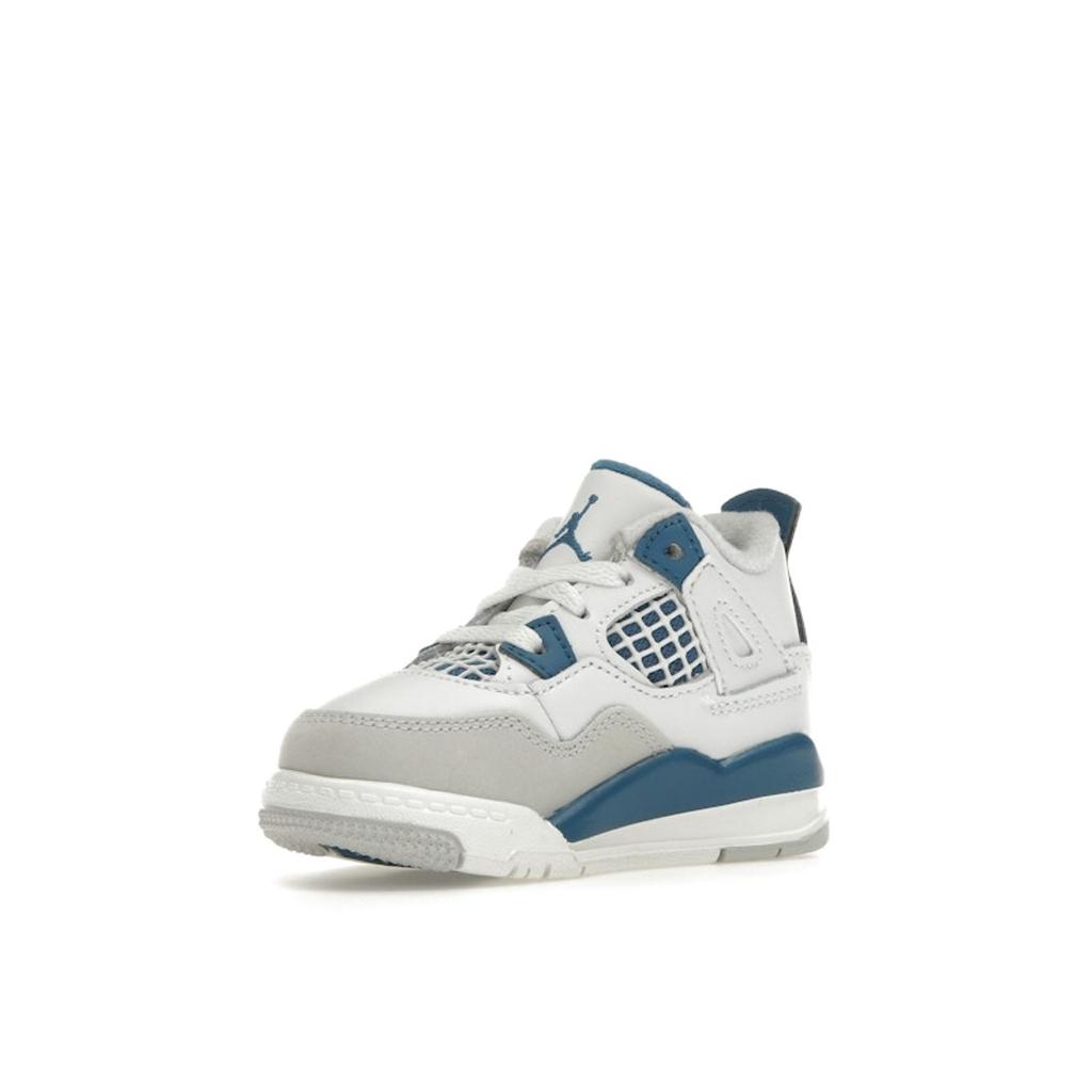 Air Jordan 4 Retro TD Military Blue 2024 Baby Sneakers White Off-White Neutral-Grey BQ7670-141