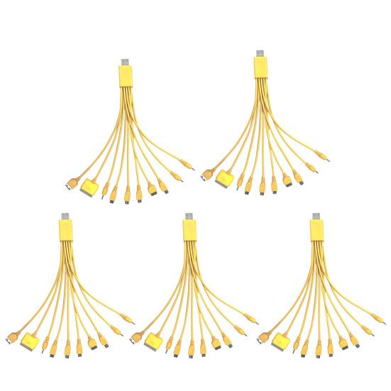 Кабель для зарядки 10-в-1 для нескольких устройств, 23 см, ПВХ, не запутывающийся шнур, универсальный высокопрочный кабель для передачи данных для большинства телефонов