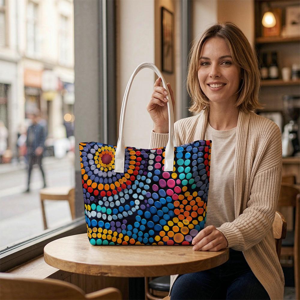 Colorful Dot Pattern Casual Tote Bag for Daily Use