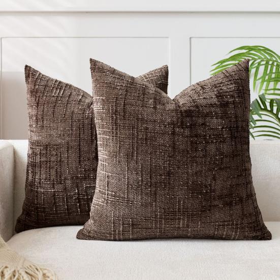 Chenille Throw Pillow Cover Boho Cushion Cover with Hidden Zipper Textured