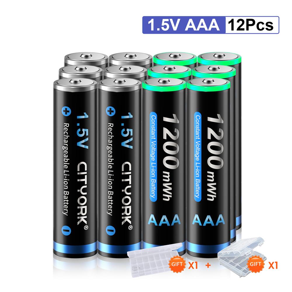 CITYORK 1.5V AA AAA Li-ion Аккумулятор 1.5V AA+AAA Перезаряжаемый Аккумулятор AA AAA Элементы С Кейсом для Батареек на 8 Слотов