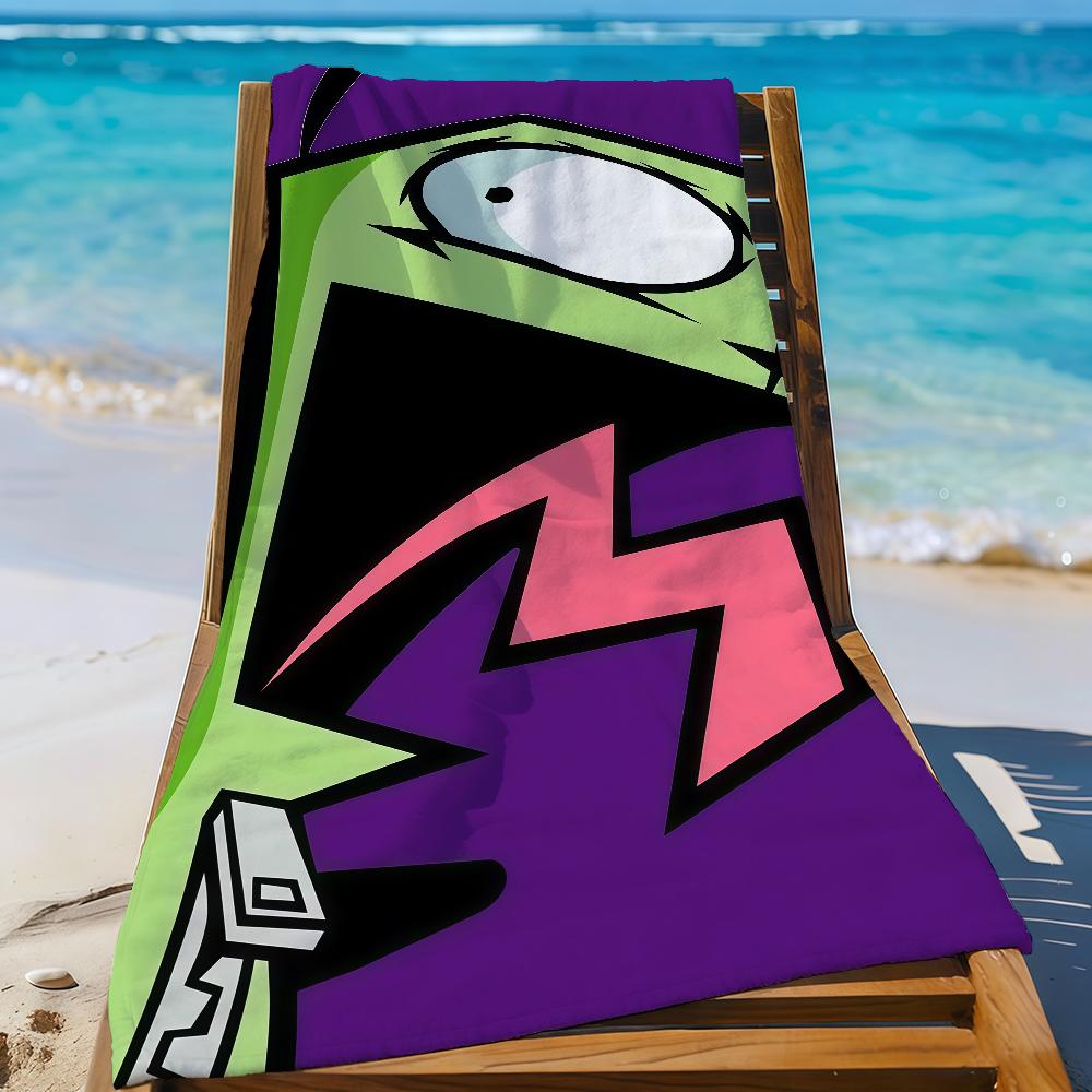 Мультяшное полотенце I-Invader Z-Zim Спортивное Быстросохнущее Туристическое Снаряжение для Кемпинга Песозащитное Мягкое Легкое Большое Пляжное Полотенце