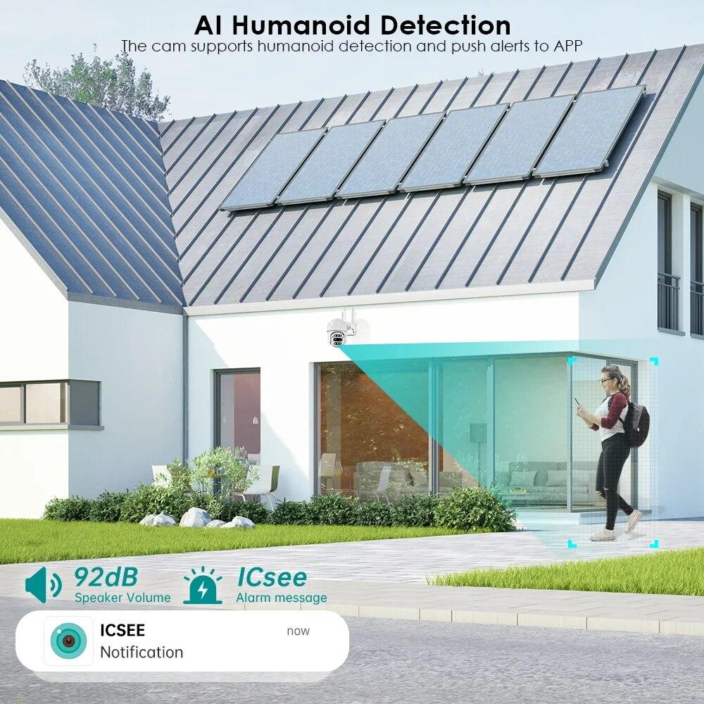 Новая 8-мегапиксельная 4K PTZ IP-камера с 8-кратным зумом, двойным объективом, камера видеонаблюдения с обнаружением человека, 4-мегапиксельная уличная камера видеонаблюдения, Wi-Fi, камера видеонаблюдения, приложение ICSEE