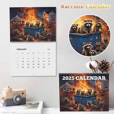 Календарь Raccoon Garbage Fire, бумажный календарь, настенный календарь, украшение дома
