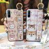 Phone Holder Fashion Design Phone Case For OPPO Realme C3/C3i/Narz N10A Wrist Strap Cute Kickstand Anti-knock Silicone