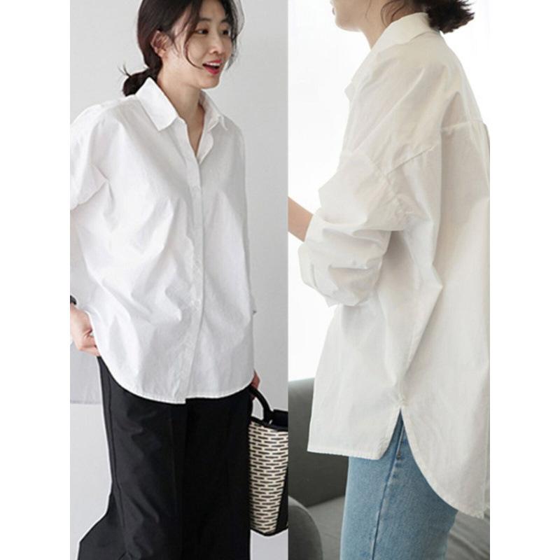 Повседневная женская рубашка Удобная и универсальная белая рубашка Женские топы Свободный повседневный дизайн Sense Niche Temperament Элегантный модный топ