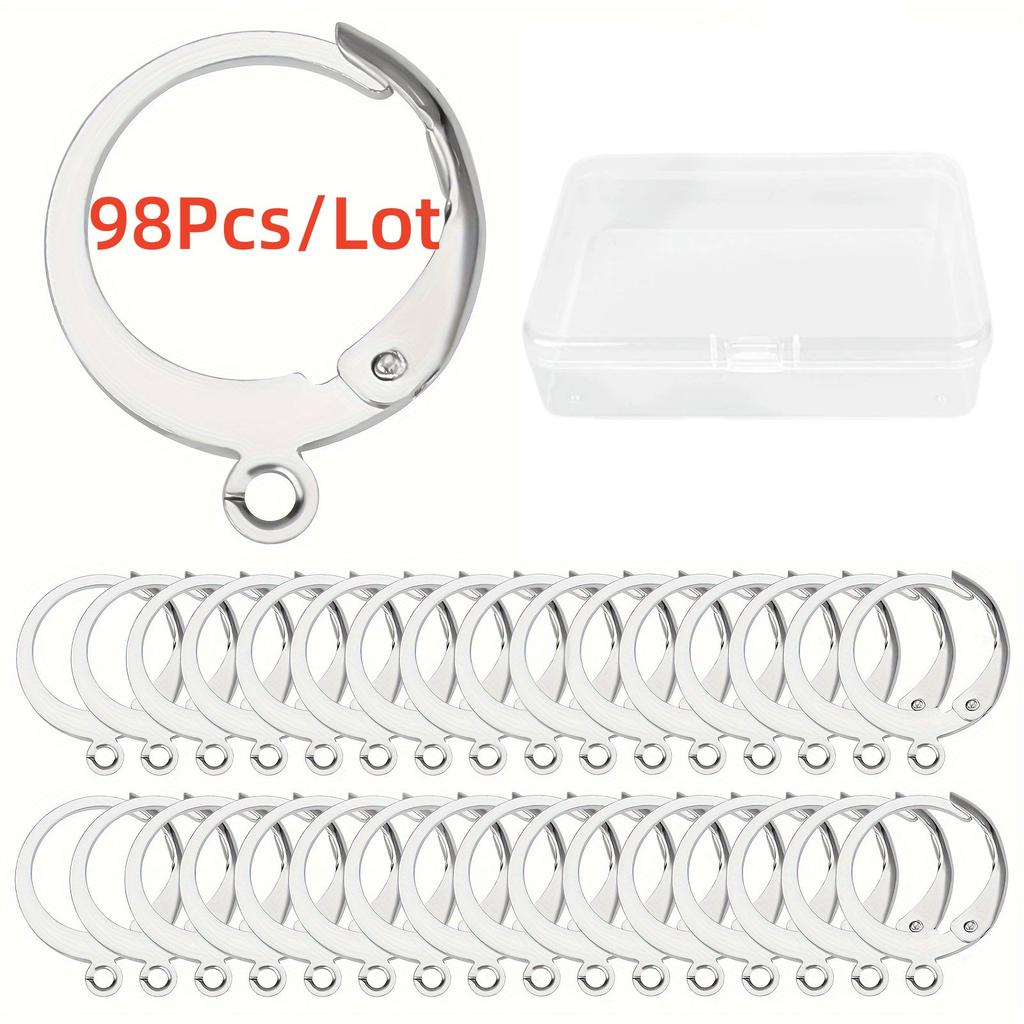 1 Box 18/48/90Pcs Earring Findings Kit Leverback Earring Hooks Hypoallergenic Huggie Lever Back Ear Wires for Jewelry Making Kit