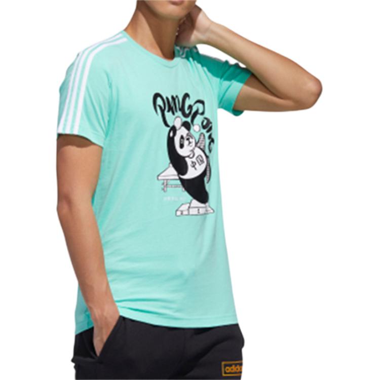 adidas Мужская облегающая футболка с принтом NEO Panda, играющая в пинг-понг, темно-бирюзовая GK1553