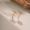 Heart-shaped Necklace & Simple Retro Titanium Steel Earrings - Fashionable, Non-fading Jewelry Set