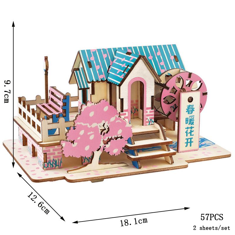 Tram 3D Wooden Puzzle Streetcar Station Retro Car Bus DIY Sailing Ship Airplane Model Jigsaw Assembly Toy For Children Kids Gift