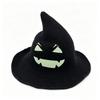Wide Brim Halloween Witch Hat Vintage Pumpkin Witch Cap Simple Pointed Wizard Hat  Unisex
