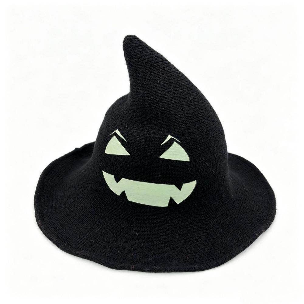 Wide Brim Halloween Witch Hat Vintage Pumpkin Witch Cap Simple Pointed Wizard Hat Unisex