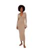 Autumn and Winter Women's Long Sleeve Dress Knitted Deep V Sweater Long Dress