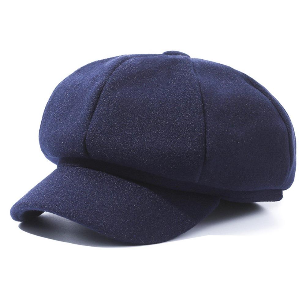 Woolen Fabric Baker Cap Solid Color Beret Hat Fashion Octagonal Cap Autumn Winter