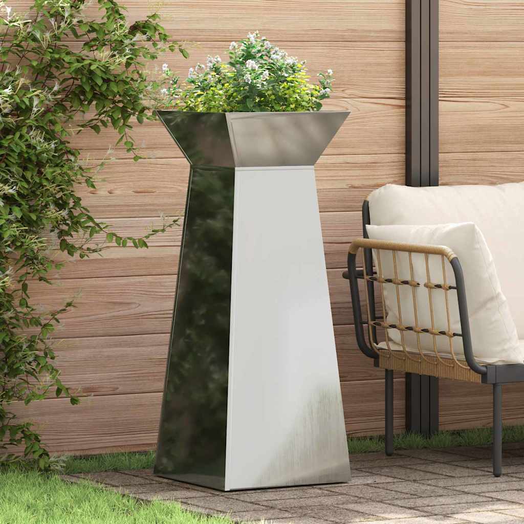 Column Planter 2 pcs Silver 40 x 40 x 100 cm