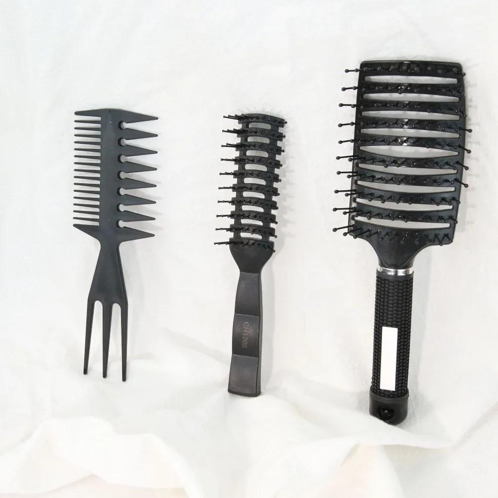 Набор расчесок с широкими зубьями для распутывания кудрявых, волнистых, густых волос, антистатический, массажный, салонный, парикмахерский, инструмент для укладки париков, 1/3 шт.